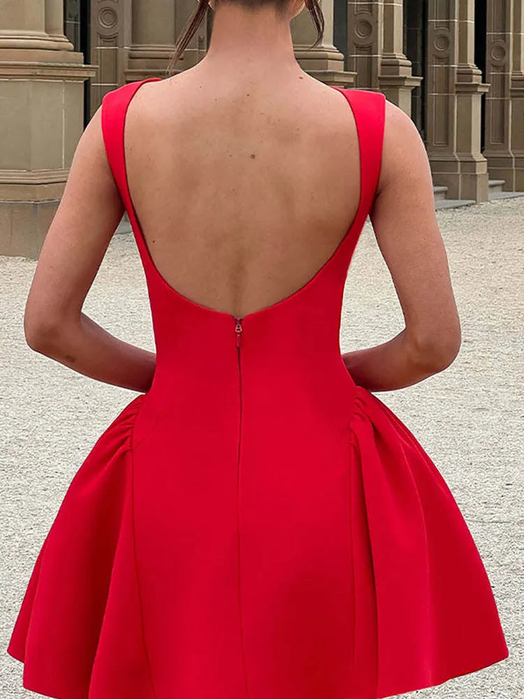 Sexy Backless A-Line Elegant Chic Sleeveless Mini Dresses Ladies Night Party Dress