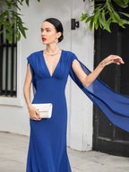 Fashion Sexy V neck Fashion Party Dress With Shawl Sleeves