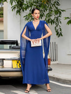 Fashion Sexy V neck Fashion Party Dress With Shawl Sleeves