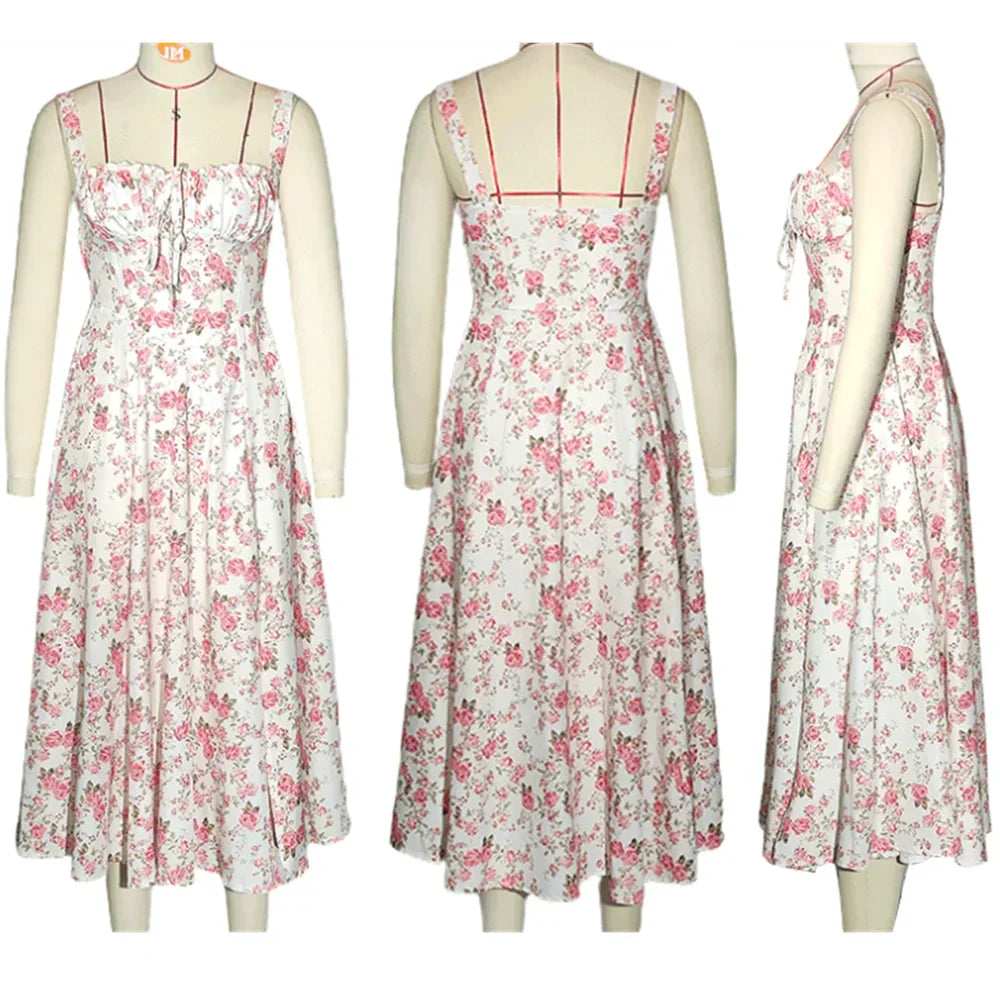 Fashion Temperament Sleeveless Maxi Casual Summer Floral Dress