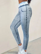 Fashionable Imitation Denim Tightfitting Comfortable Casual Sport Leggings