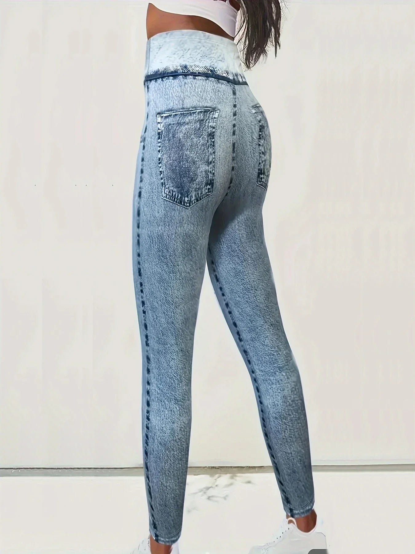Fashionable Imitation Denim Tightfitting Comfortable Casual Sport Leggings