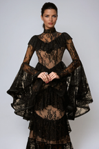 Fausta Bell Sleeve Tiered Lace Maxi Dress