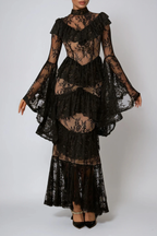 Fausta Bell Sleeve Tiered Lace Maxi Dress