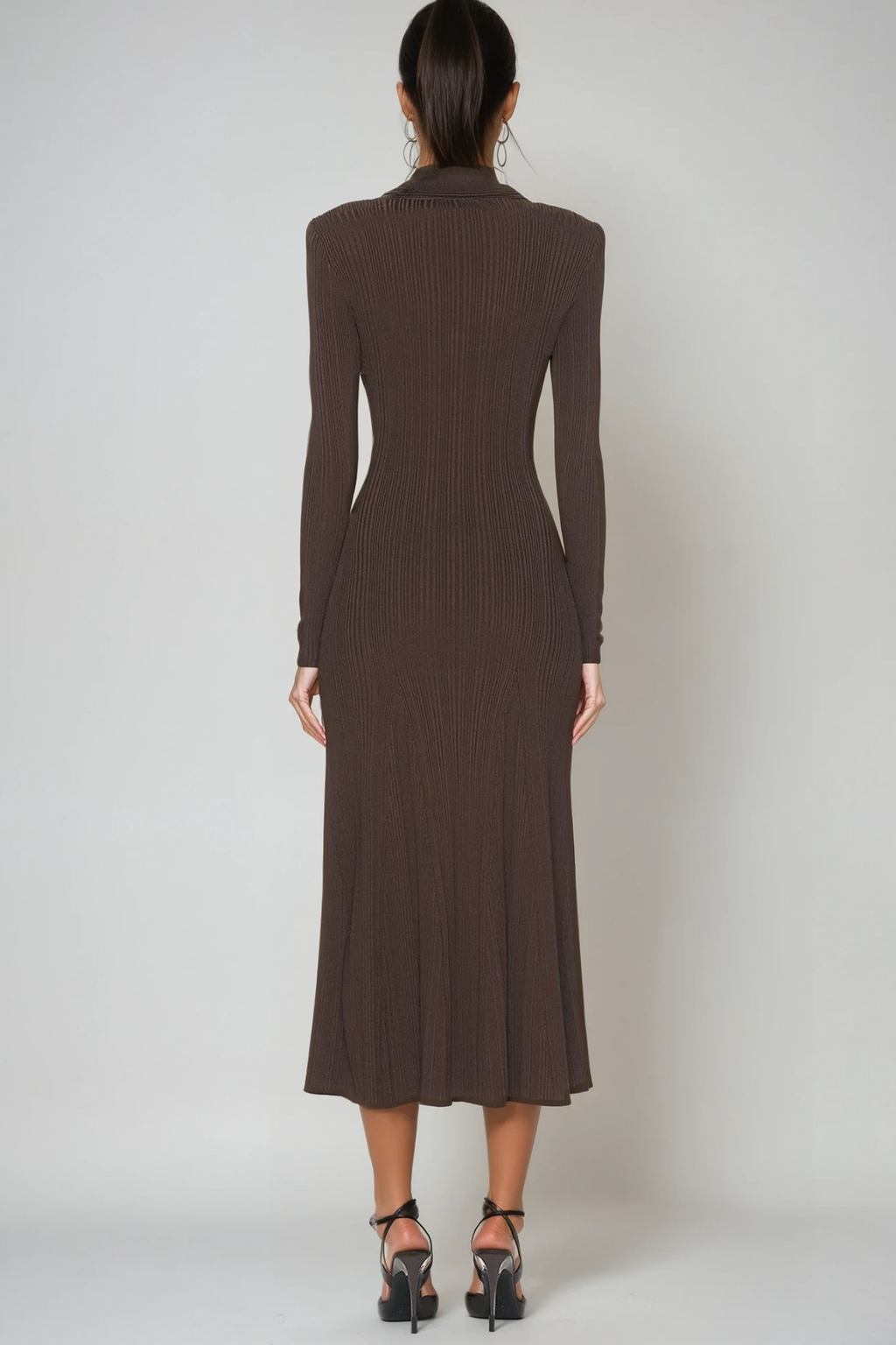 Faustin V Neck Button Knit Midi Dress