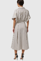 Fausto V Neck Stripe Midi Shirt Dress