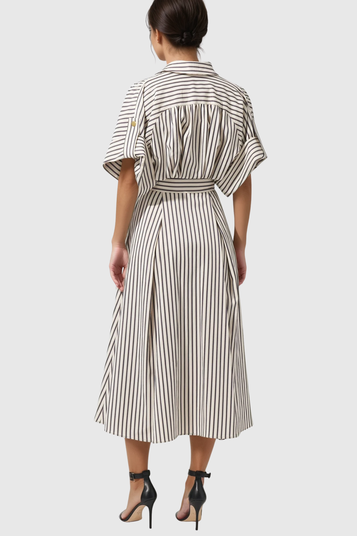 Fausto V Neck Stripe Midi Shirt Dress