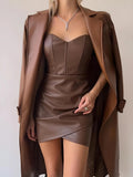 Faux Leather Corset Mini Dress