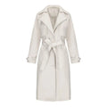 Faux Lapel Stylish Laceup Belted Mid Length Fall Jacket