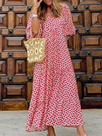 Female Loose V Neck Bohemian Long Dress