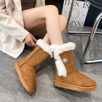 Female Shoes on Sale 2024 Winter Fashion Warm Women's Midcalf Boots Casual and Versatile Plush Cotton Boots Botas De Mujer