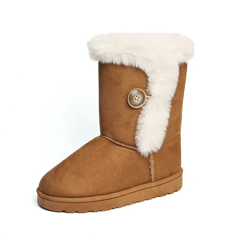 Female Shoes on Sale 2024 Winter Fashion Warm Women's Midcalf Boots Casual and Versatile Plush Cotton Boots Botas De Mujer