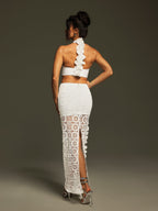 Halterneck Cutout Bandage Maxi Dress