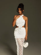 Halterneck Cutout Bandage Maxi Dress