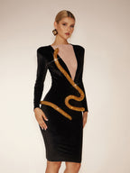 Diamond Snake Velvet Mini Dress