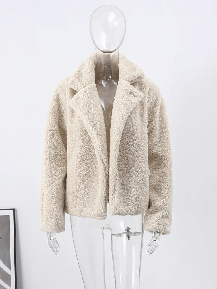 Flannel Winter New Loose Long Thick Warm Plush Elegant Allmatch Coat