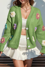 Floral Crochet Button-deon Cardigan