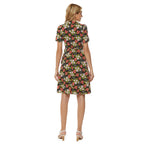 Floral Print Notched Lapel Self Tie Wrap Dress
