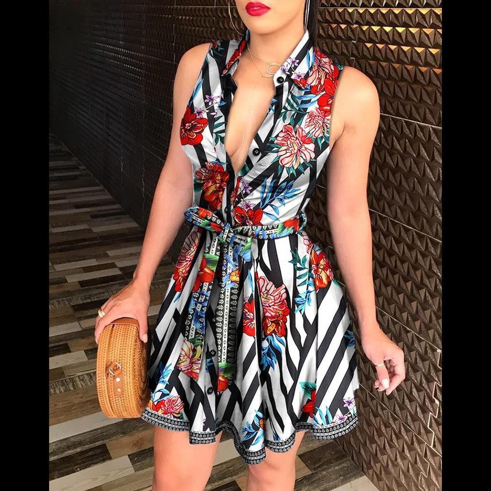 Floral Print Summer Beach Dress
