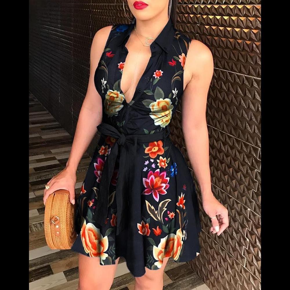 Floral Print Summer Beach Dress