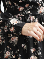 Floral Print Surplice Neck Mini Dress