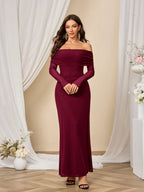 Flounce Sleeve Off Shoulder Mesh Bodycon Dress