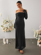 Flounce Sleeve Off Shoulder Mesh Bodycon Dress