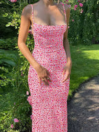 Flower Slip Sleeveless Backless Slim Spring Streetwear Party Concise Midi Dresses