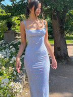 Flower Slip Sleeveless Backless Slim Spring Streetwear Party Concise Midi Dresses