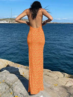 Flower Slip Sleeveless Backless Slim Spring Streetwear Party Concise Midi Dresses
