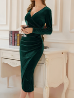 Raquel Elevated Long Sleeve Velvet Midi Dress Occasion Wear