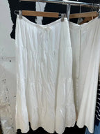 Folds Laceup White Maxi Skirts Woman Summer High Waist Aline Loose Faldas Casual Sweet Simple Preppy Style Cute Long Skirt