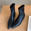 Elastic Flat Pointed Toe Modern Zippered Stretch Ankle Boot
