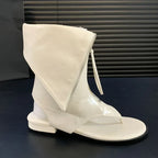Flat Flip Flop Round Toe Zippered Fashion Ankle Boot