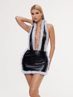 Backless Leather Mini Dress