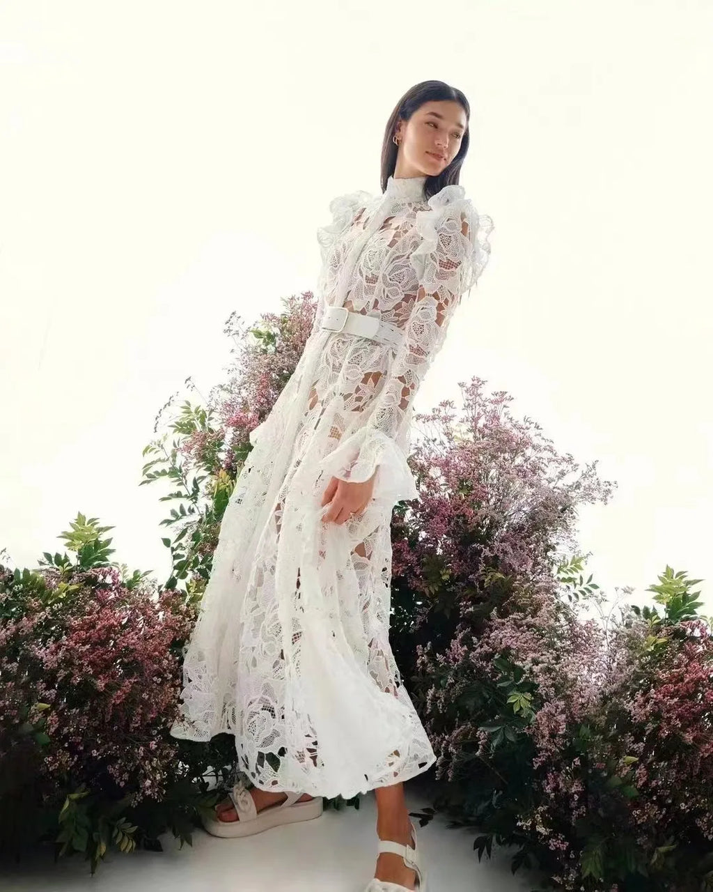 DressBetty - 2024 French Temperament Water-Soluble Single-Breasted Lace Dress