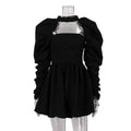 French Tube Top High Grade Backless Long Sleeves Black Two Piece A Line Dress