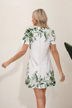 Floral Print Round Neck Slim Midi Dress