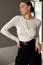 Front Twisted Long Sleeve Modal Top