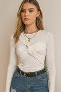 Front Twisted Long Sleeve Modal Top