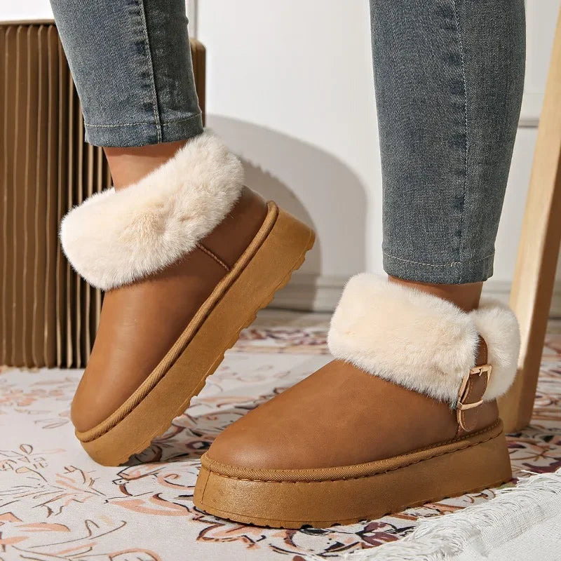 Furry Furry Women Shoes 2024 Newest Design Women's Boots Winter Plush Warm Snow Boots Nonslip Thick Bottom Ladies Cotton Boot