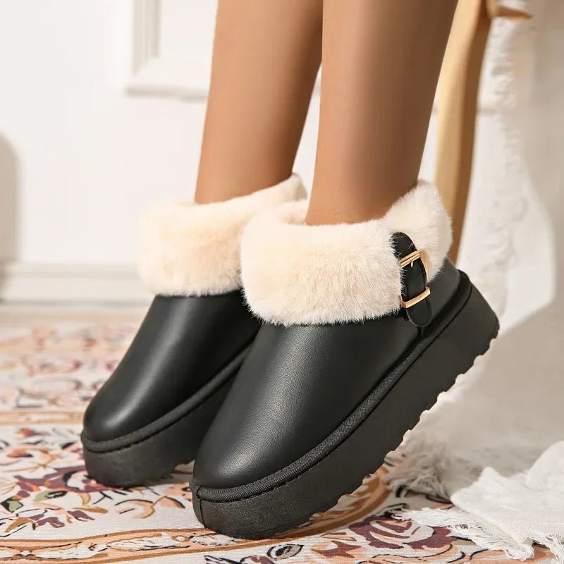 Furry Furry Women Shoes 2024 Newest Design Women's Boots Winter Plush Warm Snow Boots Nonslip Thick Bottom Ladies Cotton Boot