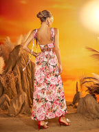 Floral Ruched Split Skirt Set