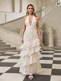 Halterneck Ruffle Tiered Maxi Dress
