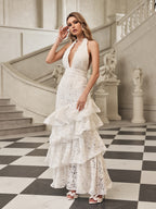 Halterneck Ruffle Tiered Maxi Dress