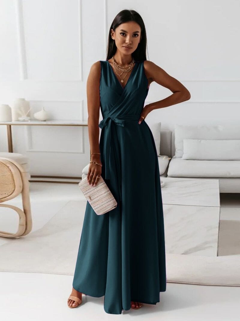 Fernanda Boutique Dress Women's V Neck Maxi Chic Silhouette Collection
