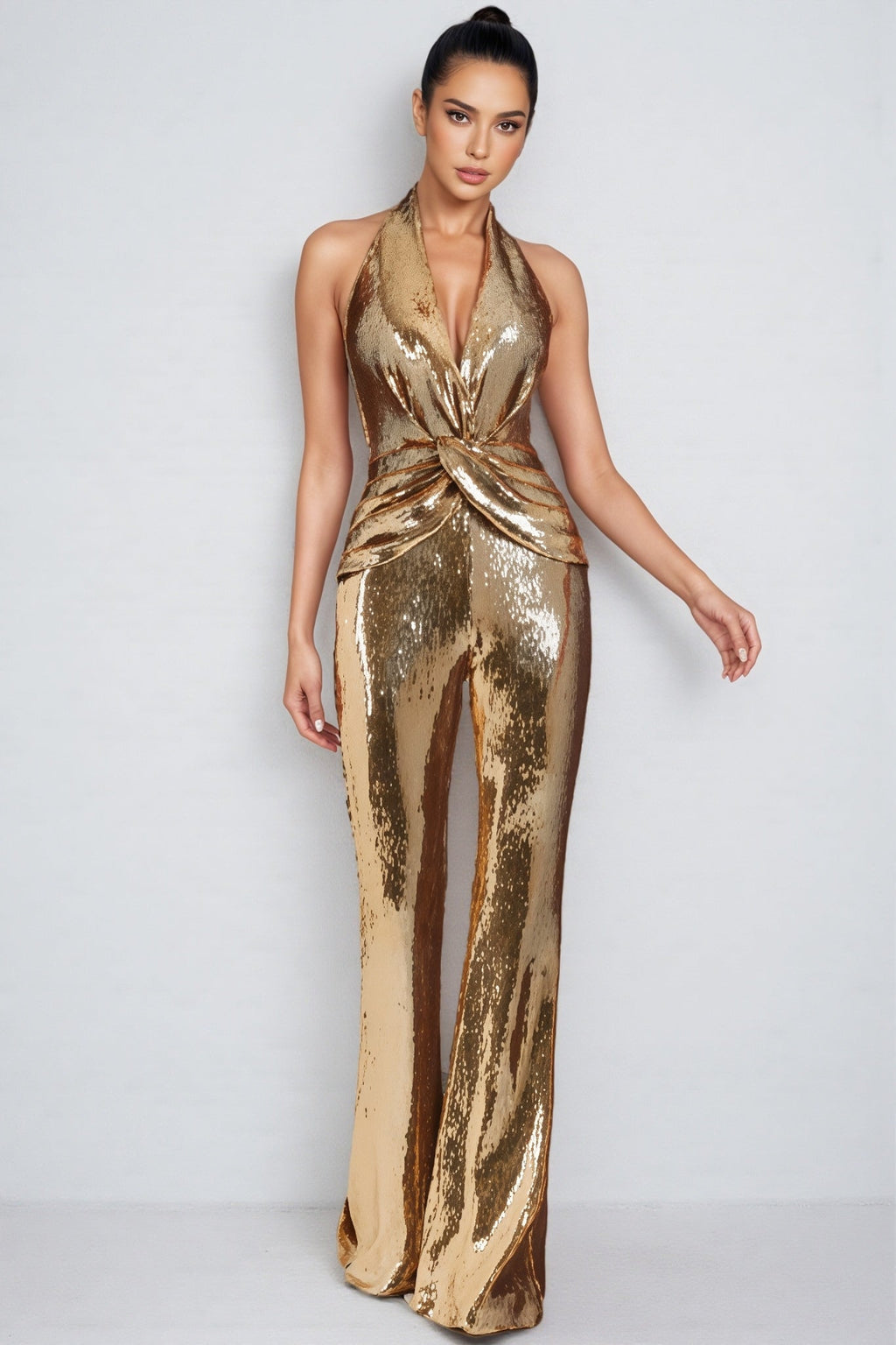 Bruna Gold Sleeveless Jumpsuit