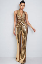Bruna Gold Sleeveless Jumpsuit