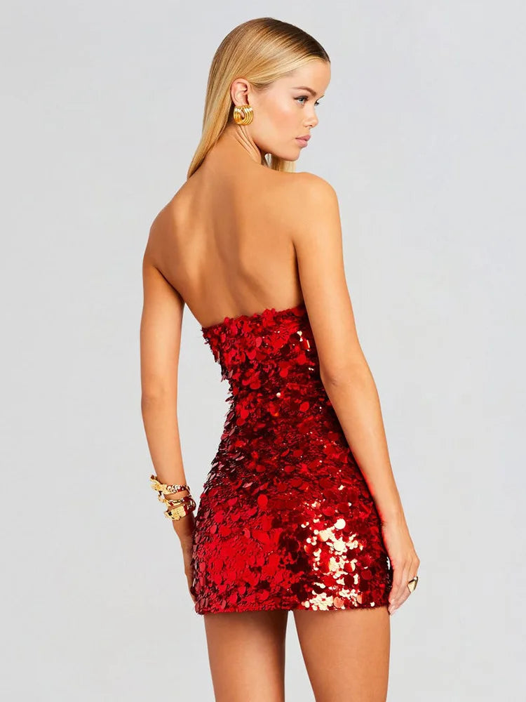 Backless Sequin Mini Party Dress