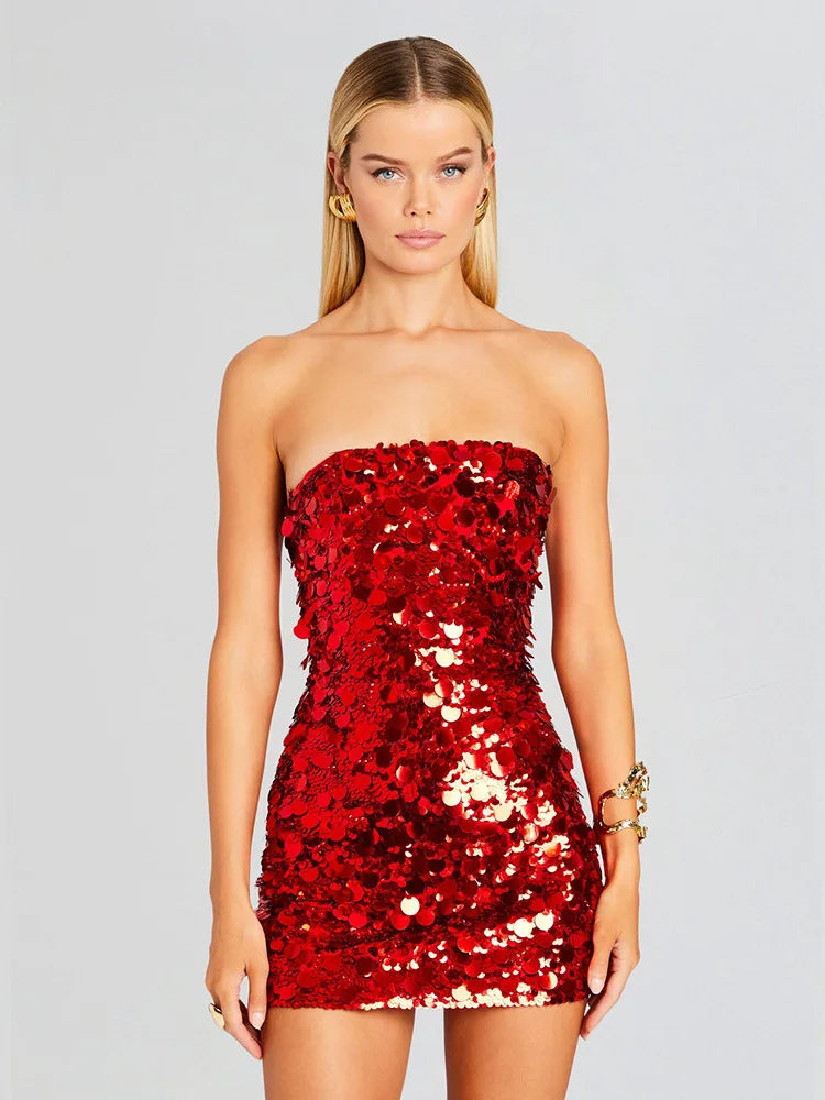 Backless Sequin Mini Party Dress